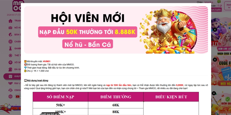 Khuyến Mãi MMOO - Cập Nhật Quy Định Chương Trình Năm 2026 4 Khuyến mãi MMOO tri ân hội viên mới 8,888K
